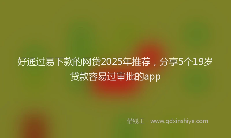 好通过易下款的网贷2025年推荐，分享5个19岁贷款容易过审批的app