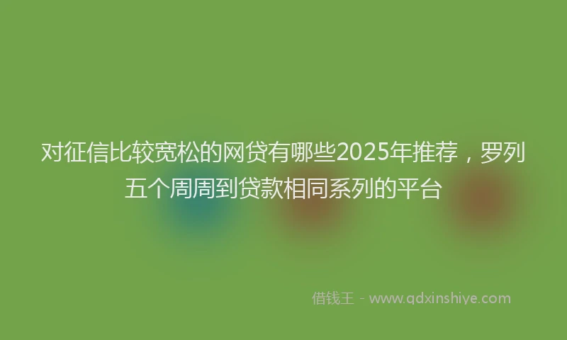 对征信比较宽松的网贷有哪些2025年推荐，罗列五个周周到贷款相同系列的平台