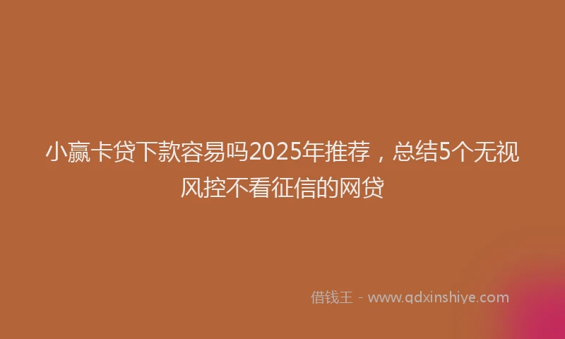 小赢卡贷下款容易吗2025年推荐，总结5个无视风控不看征信的网贷