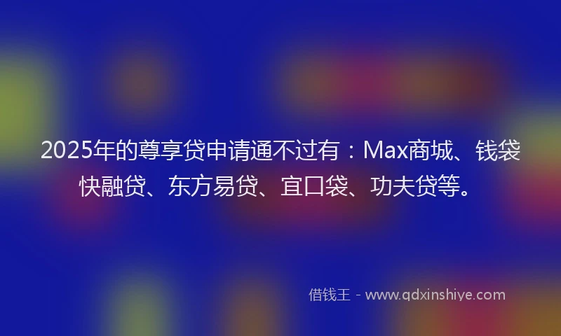2025年的尊享贷申请通不过有：Max商城、钱袋快融贷、东方易贷、宜口袋、功夫贷等。