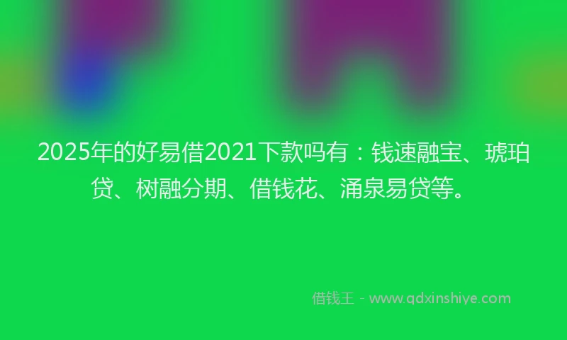 2025年的好易借2021下款吗有：钱速融宝、琥珀贷、树融分期、借钱花、涌泉易贷等。