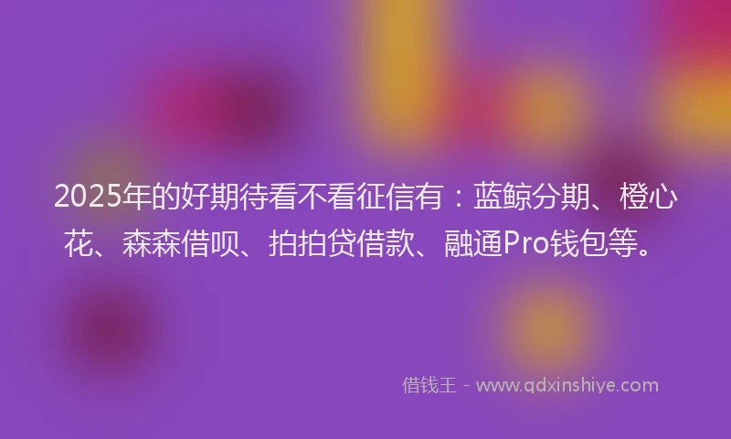 2025年的好期待看不看征信有：蓝鲸分期、橙心花、森森借呗、拍拍贷借款、融通Pro钱包等。