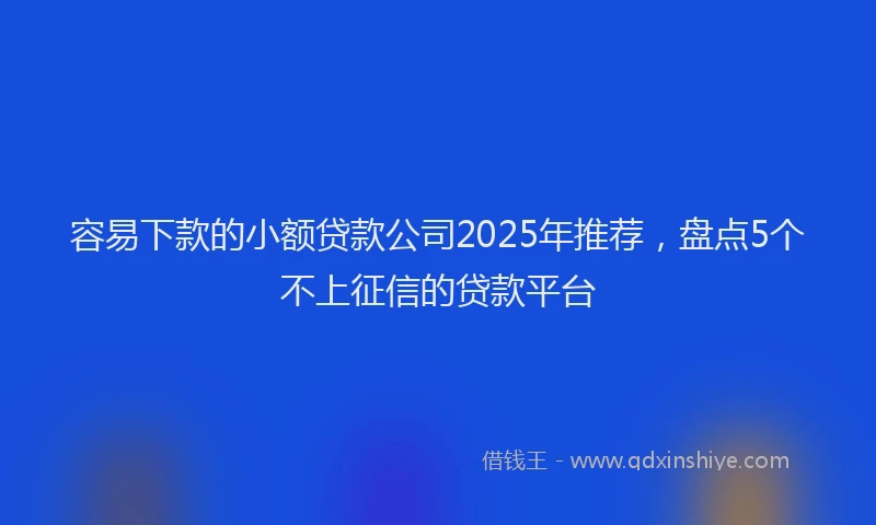 容易下款的小额贷款公司2025年推荐，盘点5个不上征信的贷款平台