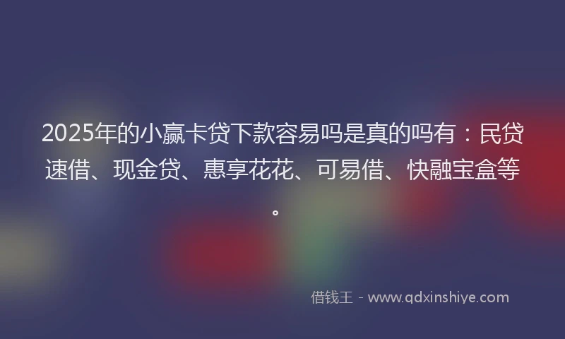 2025年的小赢卡贷下款容易吗是真的吗有：民贷速借、现金贷、惠享花花、可易借、快融宝盒等。