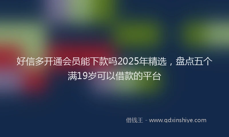 好信多开通会员能下款吗2025年精选，盘点五个满19岁可以借款的平台