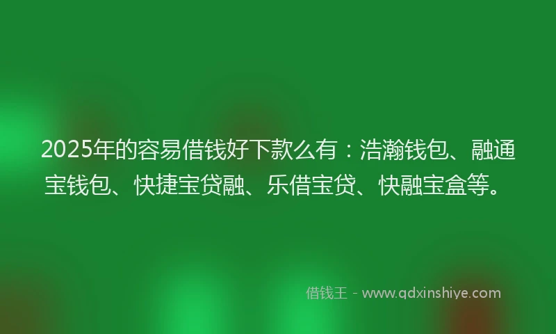 2025年的容易借钱好下款么有：浩瀚钱包、融通宝钱包、快捷宝贷融、乐借宝贷、快融宝盒等。