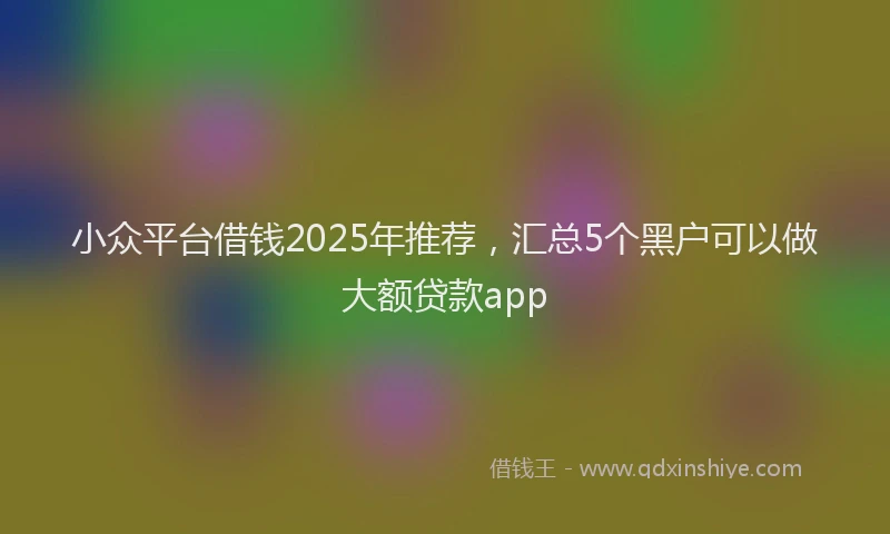 小众平台借钱2025年推荐，汇总5个黑户可以做大额贷款app