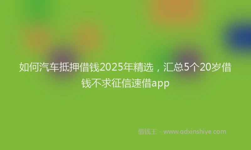 如何汽车抵押借钱2025年精选，汇总5个20岁借钱不求征信速借app