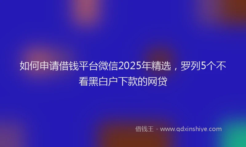 如何申请借钱平台微信2025年精选，罗列5个不看黑白户下款的网贷
