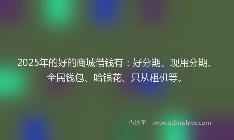 2025年的好的商城借钱有：好分期、现用分期、全民钱包、哈银花、只从租机等。