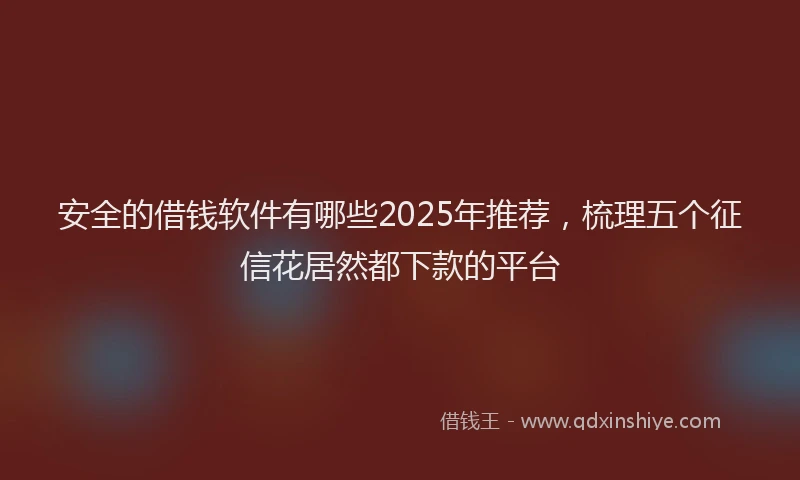 安全的借钱软件有哪些2025年推荐，梳理五个征信花居然都下款的平台