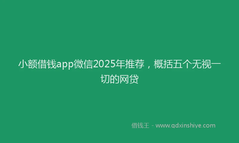 小额借钱app微信2025年推荐，概括五个无视一切的网贷