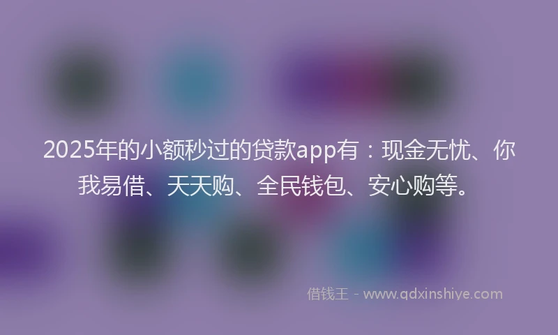 2025年的小额秒过的贷款app有：现金无忧、你我易借、天天购、全民钱包、安心购等。