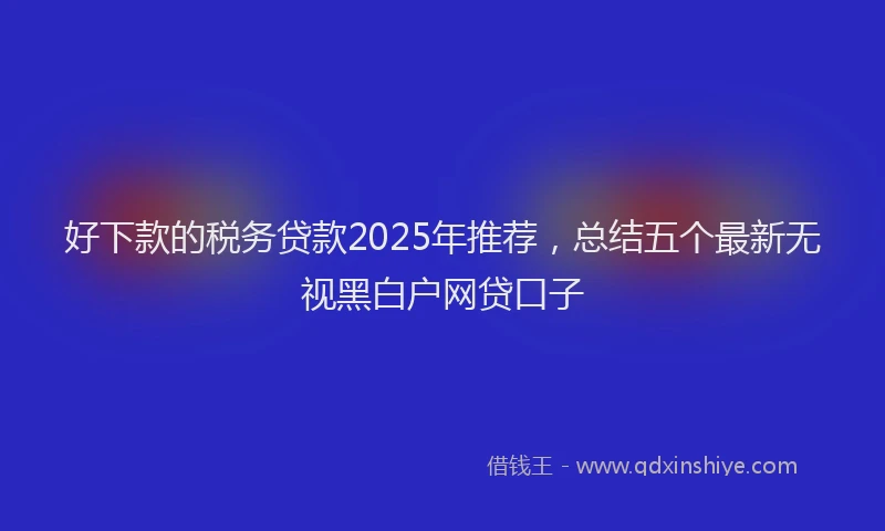 好下款的税务贷款2025年推荐，总结五个最新无视黑白户网贷口子