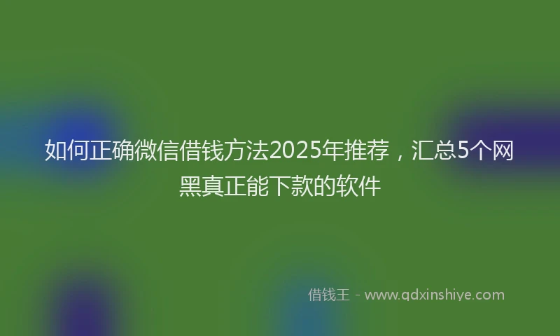 如何正确微信借钱方法2025年推荐，汇总5个网黑真正能下款的软件