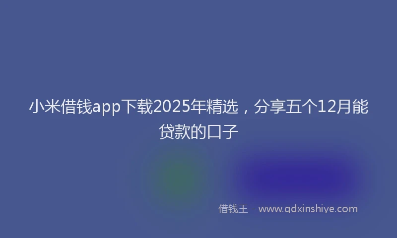 小米借钱app下载2025年精选，分享五个12月能贷款的口子