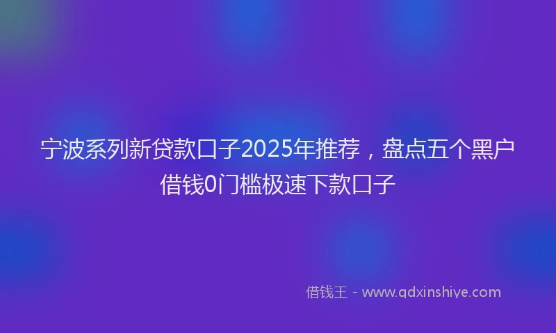 宁波系列新贷款口子2025年推荐，盘点五个黑户借钱0门槛极速下款口子