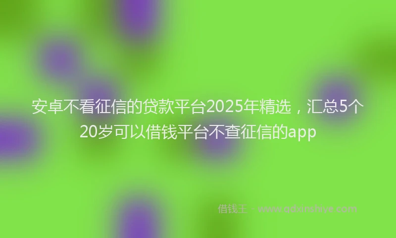 安卓不看征信的贷款平台2025年精选，汇总5个20岁可以借钱平台不查征信的app