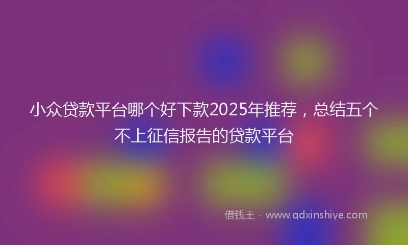 小众贷款平台哪个好下款2025年推荐，总结五个不上征信报告的贷款平台