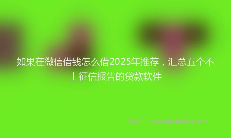 如果在微信借钱怎么借2025年推荐，汇总五个不上征信报告的贷款软件