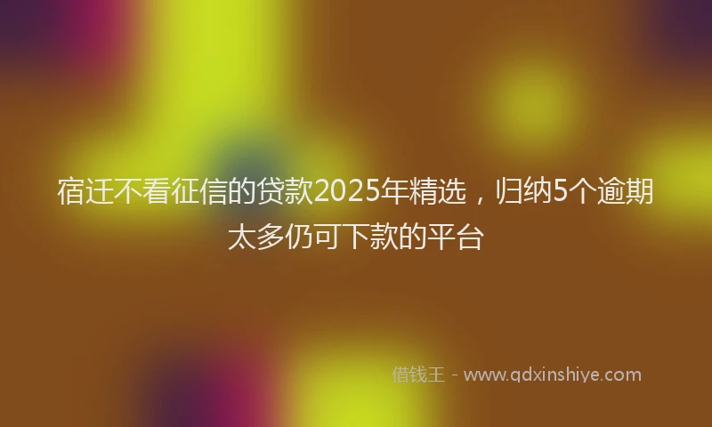 宿迁不看征信的贷款2025年精选，归纳5个逾期太多仍可下款的平台