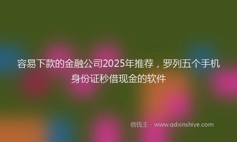 容易下款的金融公司2025年推荐，罗列五个手机身份证秒借现金的软件