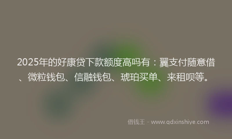 2025年的好康贷下款额度高吗有：翼支付随意借、微粒钱包、信融钱包、琥珀买单、来租呗等。