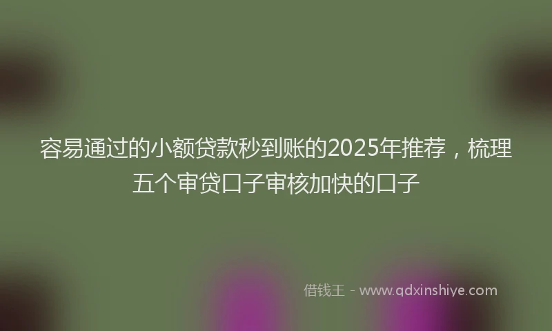 容易通过的小额贷款秒到账的2025年推荐，梳理五个审贷口子审核加快的口子