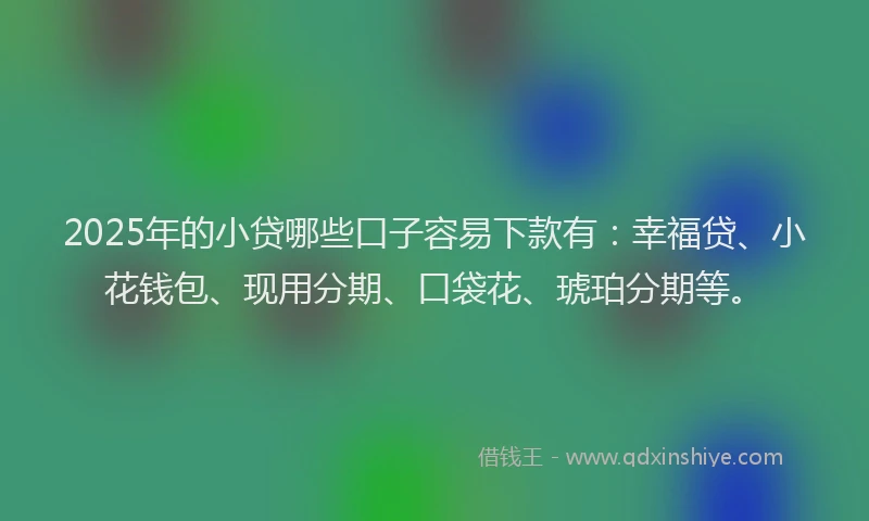 2025年的小贷哪些口子容易下款有：幸福贷、小花钱包、现用分期、口袋花、琥珀分期等。