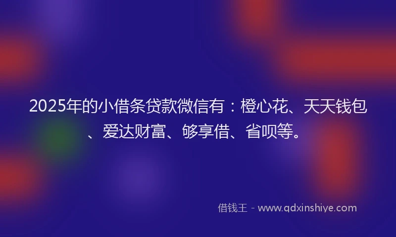 2025年的小借条贷款微信有：橙心花、天天钱包、爱达财富、够享借、省呗等。