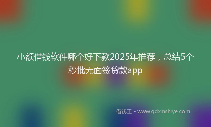 小额借钱软件哪个好下款2025年推荐，总结5个秒批无面签贷款app
