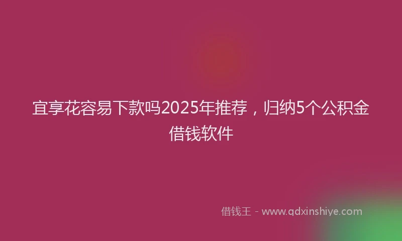 宜享花容易下款吗2025年推荐，归纳5个公积金借钱软件