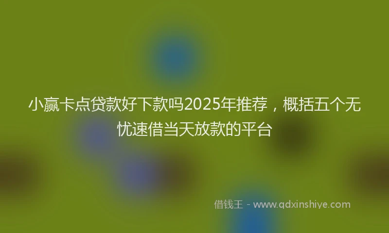 小赢卡点贷款好下款吗2025年推荐，概括五个无忧速借当天放款的平台