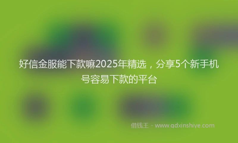 好信金服能下款嘛2025年精选，分享5个新手机号容易下款的平台