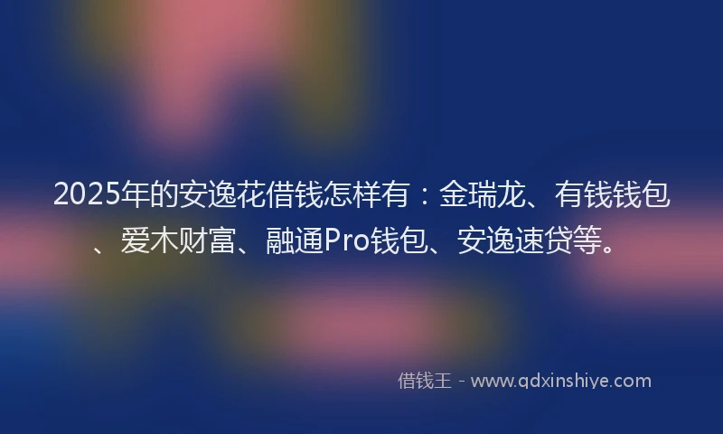 2025年的安逸花借钱怎样有：金瑞龙、有钱钱包、爱木财富、融通Pro钱包、安逸速贷等。