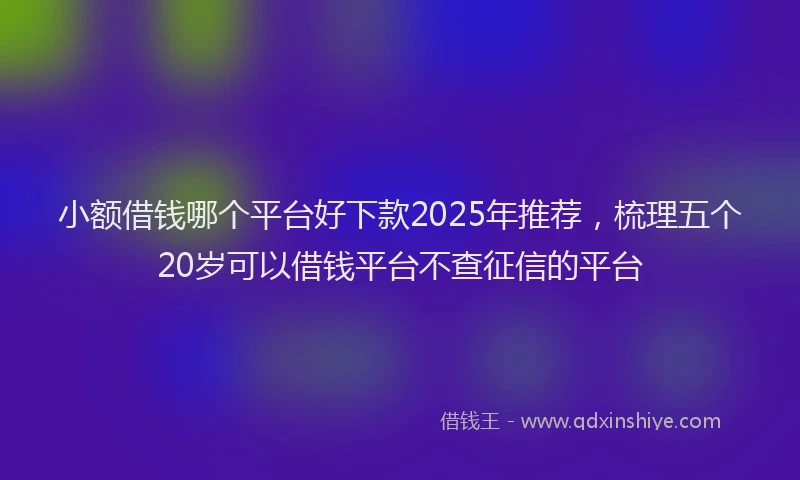 小额借钱哪个平台好下款2025年推荐，梳理五个20岁可以借钱平台不查征信的平台