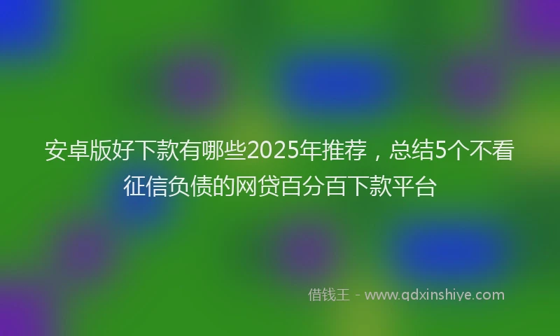 安卓版好下款有哪些2025年推荐，总结5个不看征信负债的网贷百分百下款平台
