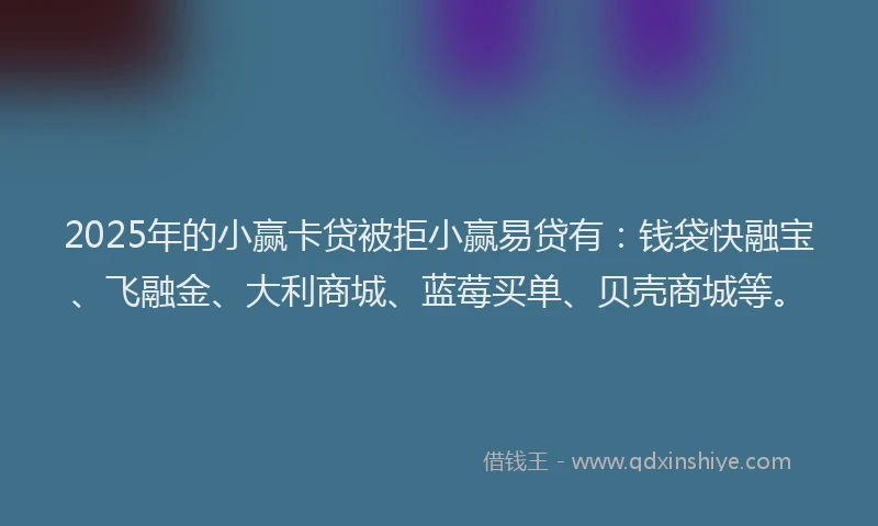 2025年的小赢卡贷被拒小赢易贷有：钱袋快融宝、飞融金、大利商城、蓝莓买单、贝壳商城等。