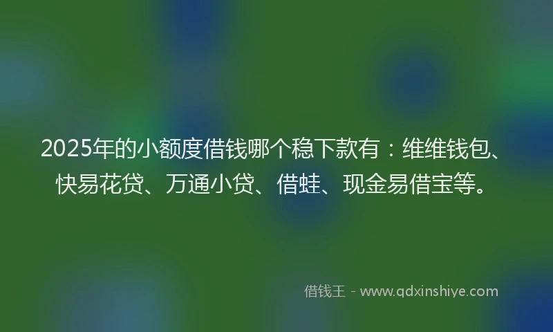 2025年的小额度借钱哪个稳下款有：维维钱包、快易花贷、万通小贷、借蛙、现金易借宝等。