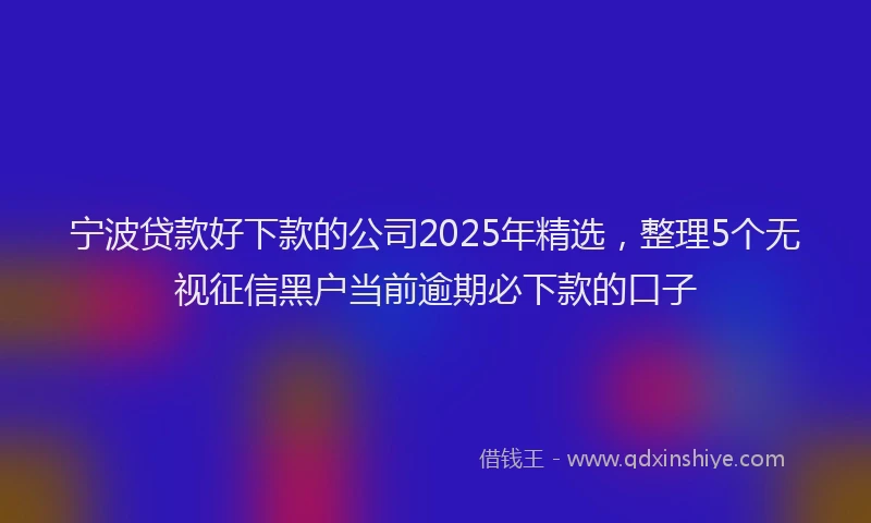 宁波贷款好下款的公司2025年精选，整理5个无视征信黑户当前逾期必下款的口子