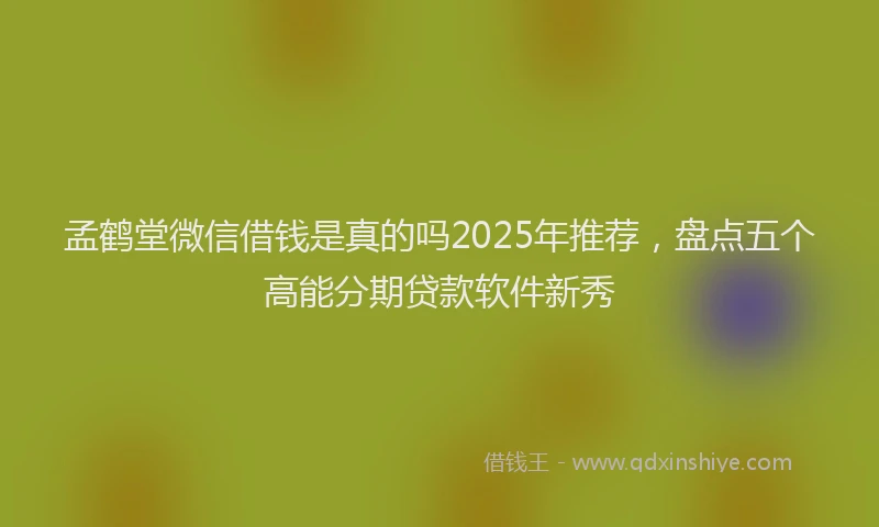 孟鹤堂微信借钱是真的吗2025年推荐，盘点五个高能分期贷款软件新秀