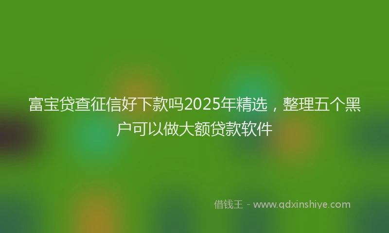 富宝贷查征信好下款吗2025年精选，整理五个黑户可以做大额贷款软件