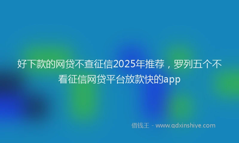 好下款的网贷不查征信2025年推荐，罗列五个不看征信网贷平台放款快的app