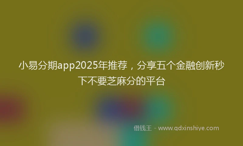 小易分期app2025年推荐，分享五个金融创新秒下不要芝麻分的平台