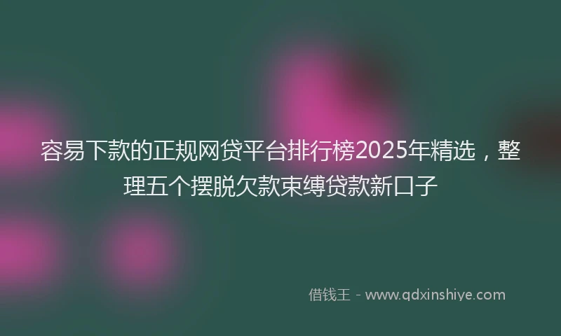 容易下款的正规网贷平台排行榜2025年精选，整理五个摆脱欠款束缚贷款新口子