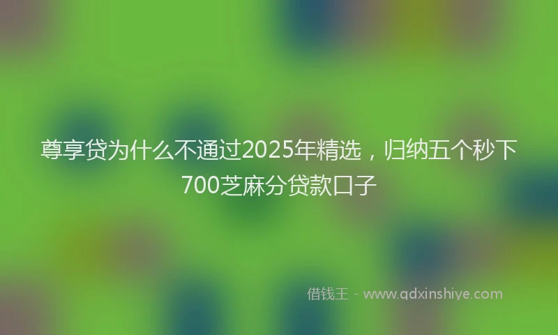 尊享贷为什么不通过2025年精选，归纳五个秒下700芝麻分贷款口子