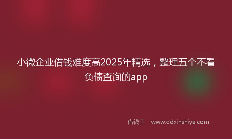 小微企业借钱难度高2025年精选，整理五个不看负债查询的app
