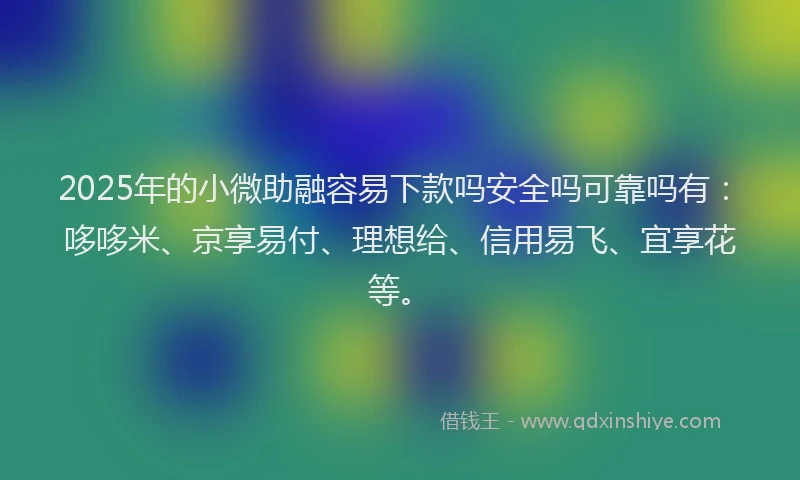 2025年的小微助融容易下款吗安全吗可靠吗有：哆哆米、京享易付、理想给、信用易飞、宜享花等。