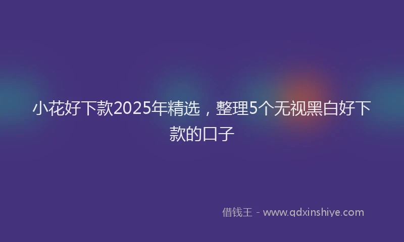 小花好下款2025年精选，整理5个无视黑白好下款的口子