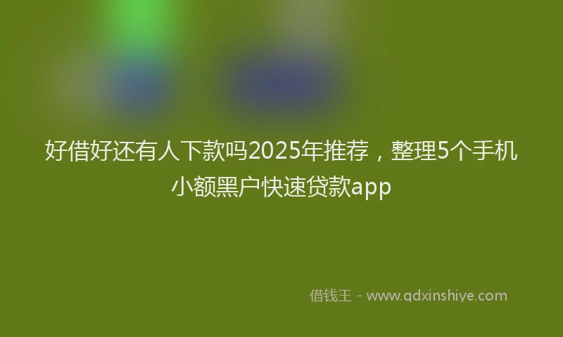 好借好还有人下款吗2025年推荐，整理5个手机小额黑户快速贷款app